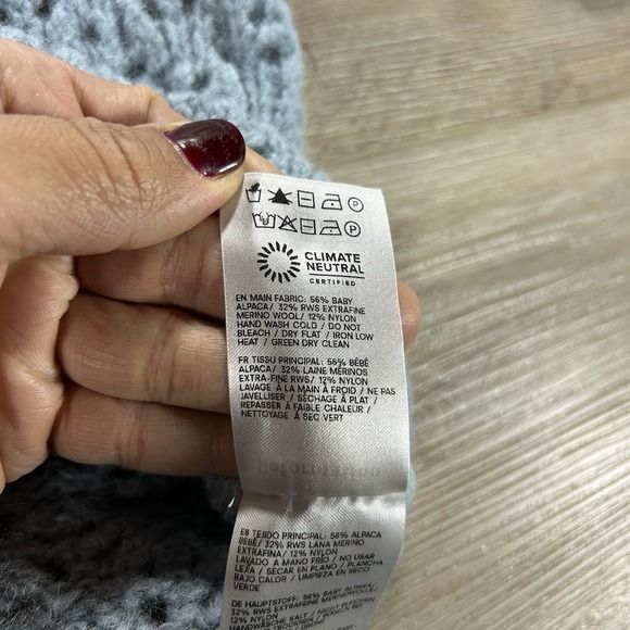 Reformation Medium Clara Merino Wool Alpaca Mineral Pointelle Blue Knit Cardigan - Picture 8 of 12